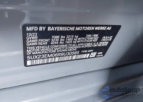 2024 BMW X7 xDrive40I z USA, uszkodzony, nr VIN 5UX23EM06R9U30565